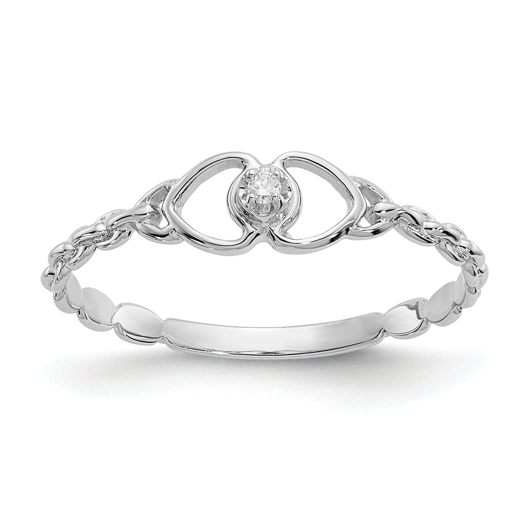 Lovely Rita's Ring Ladies Stock Size 6 Ring Are Refundable 14k White Gold Polished Diamond Heart Ring