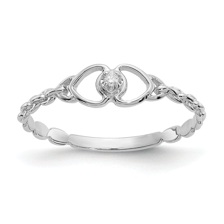 Lovely Rita's Ring Ladies Stock Size 6 Ring Are Refundable 14k White Gold Polished Diamond Heart Ring