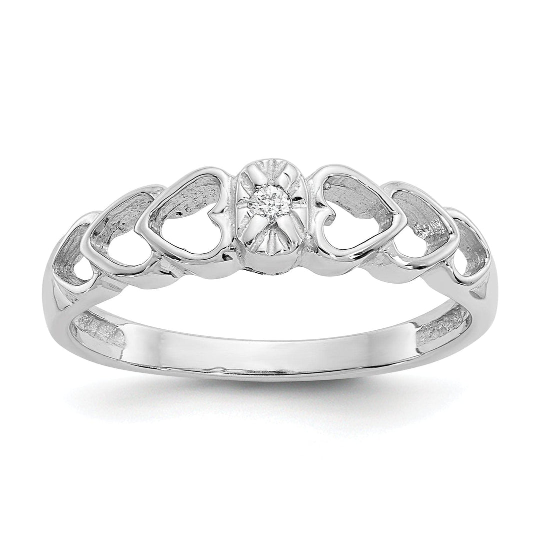 Lovely Rita's Ring Ladies Stock Size 6 Ring Are Refundable 14k White Gold Polished Diamond Heart Ring