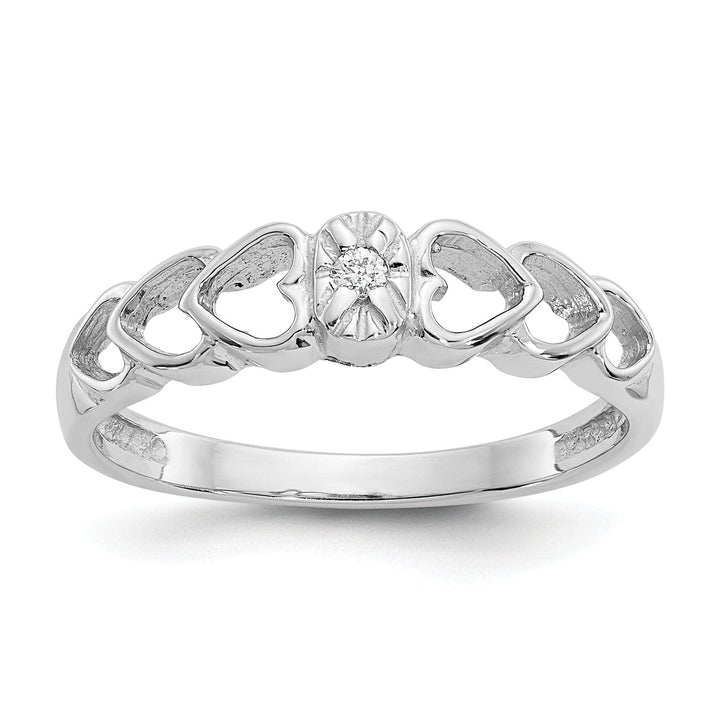 Lovely Rita's Ring Ladies Stock Size 6 Ring Are Refundable 14k White Gold Polished Diamond Heart Ring