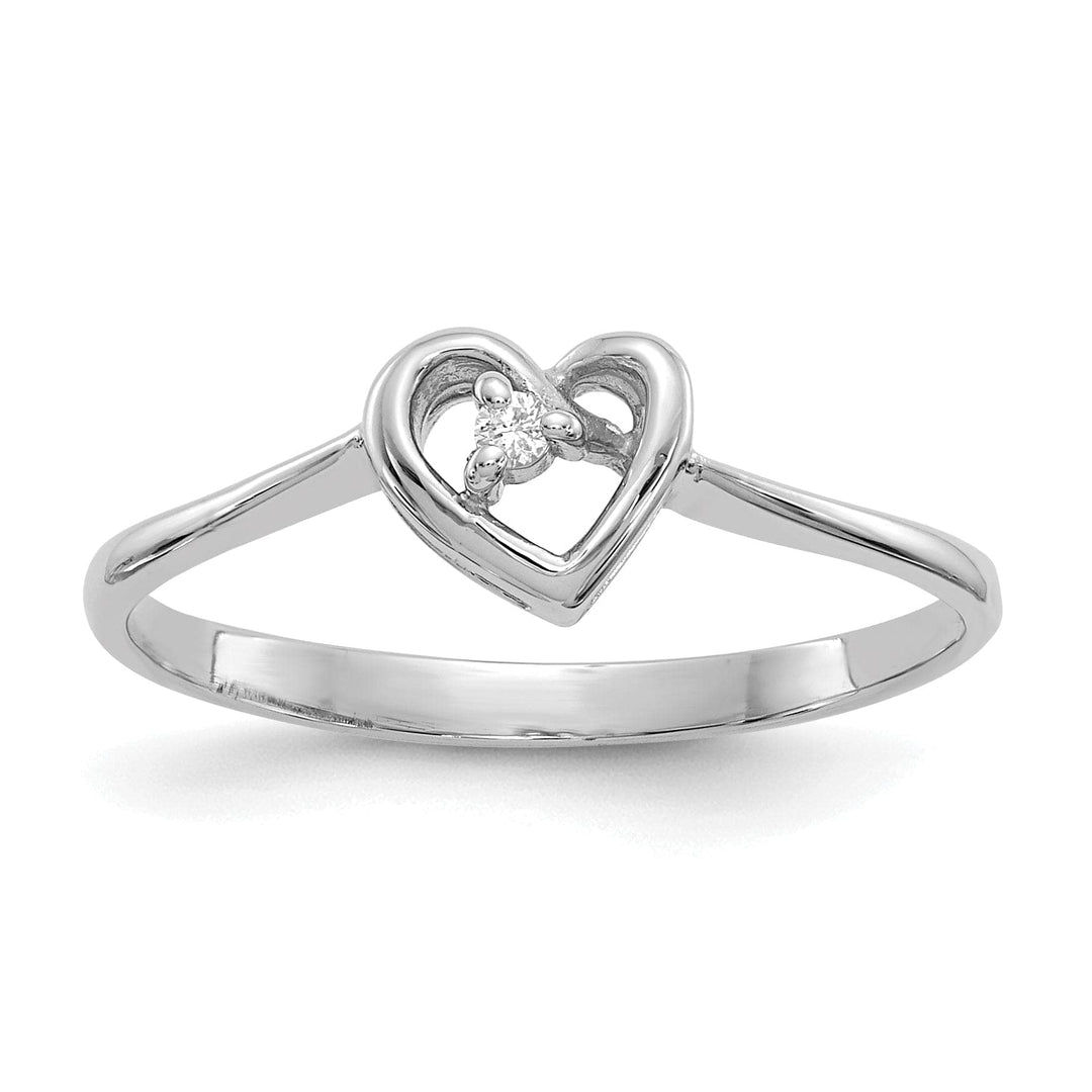 Lovely Rita's Ring Ladies Stock Size 6 Ring Are Refundable 14k White Gold Polished Diamond Heart Ring