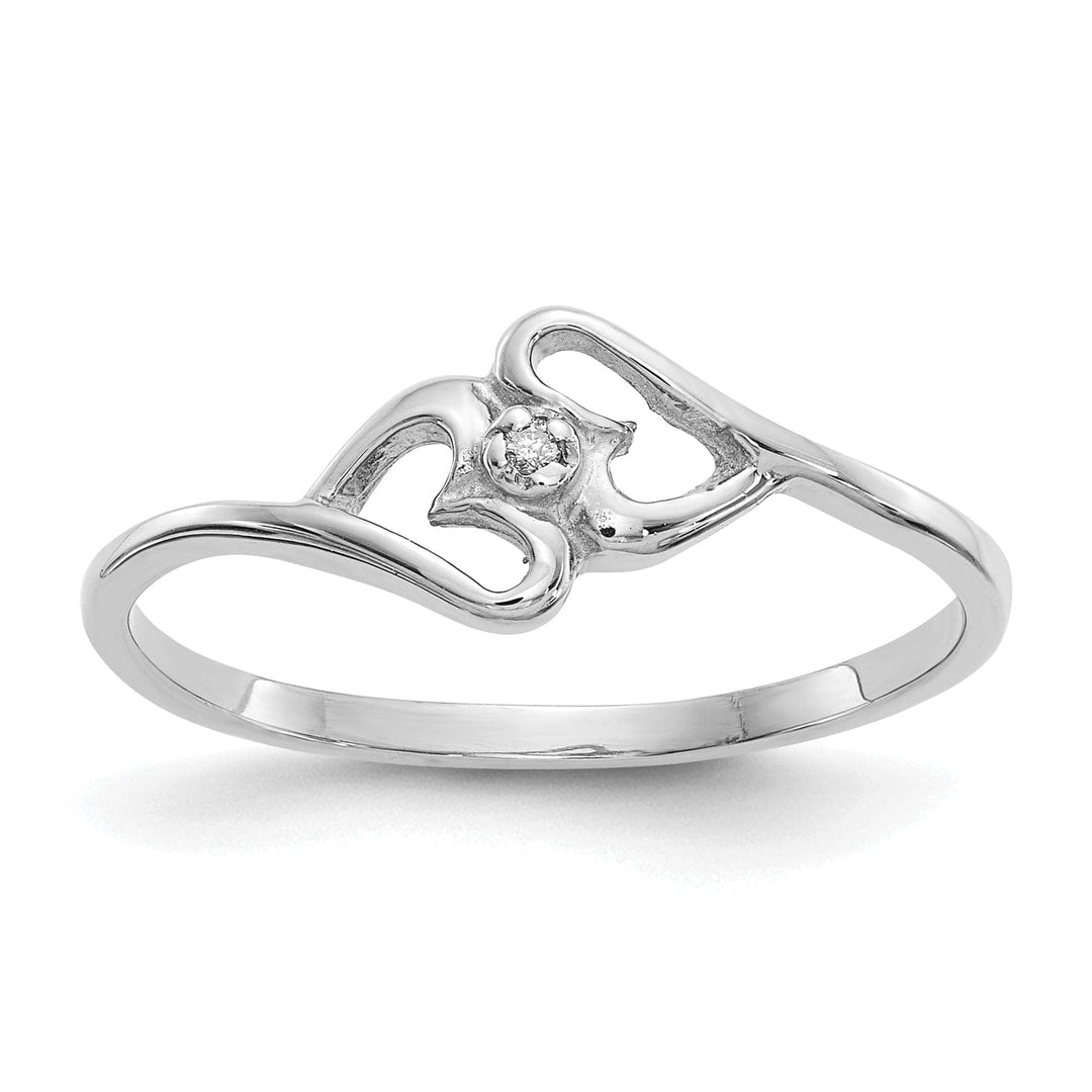 Lovely Rita's Ring Ladies Stock Size 6 Ring Are Refundable 14k White Gold Polished Diamond Heart Ring