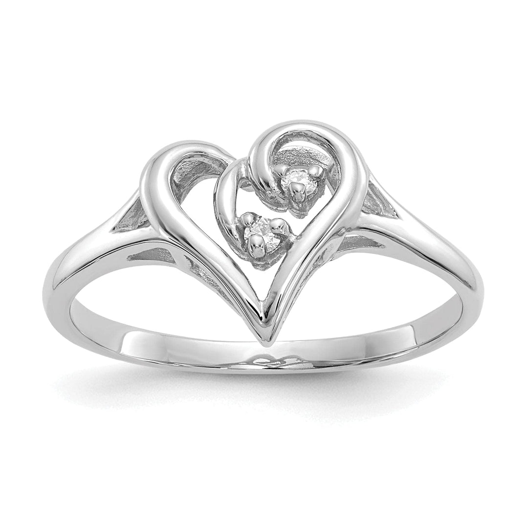 Lovely Rita's Ring Ladies Stock Size 6 Ring Are Refundable 14k White Gold Polished Diamond Heart Ring