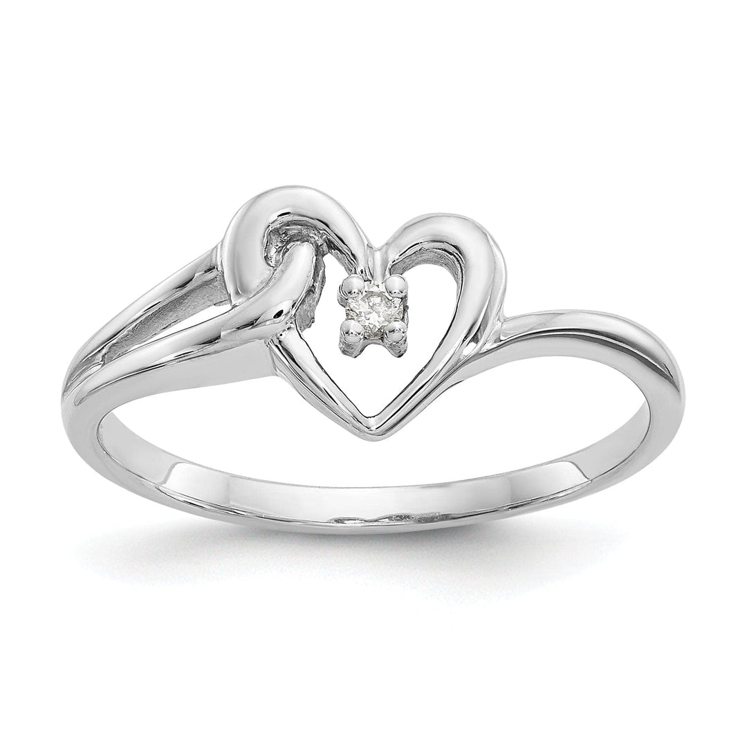 Lovely Rita's Ring Ladies Stock Size 6 Ring Are Refundable 14k White Gold Polished Diamond Heart Ring