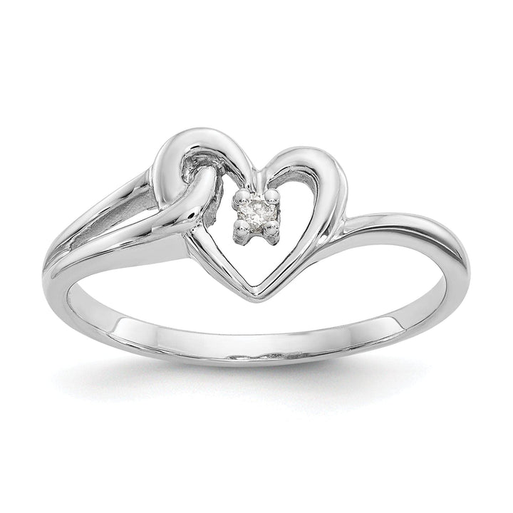 Lovely Rita's Ring Ladies Stock Size 6 Ring Are Refundable 14k White Gold Polished Diamond Heart Ring