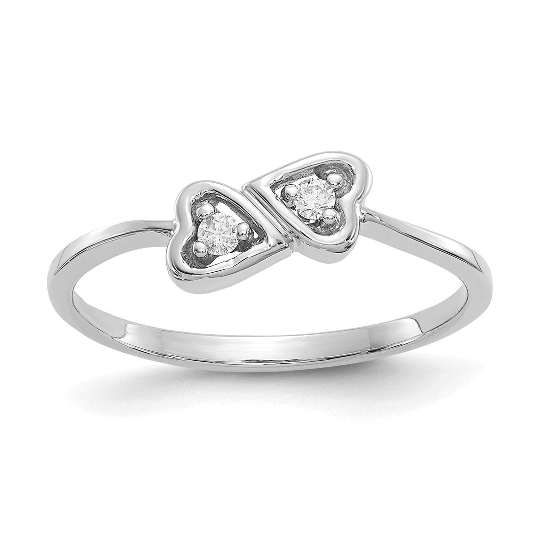 Lovely Rita's Ring Ladies Stock Size 6 Ring Are Refundable 14k White Gold Polished Diamond Heart Ring