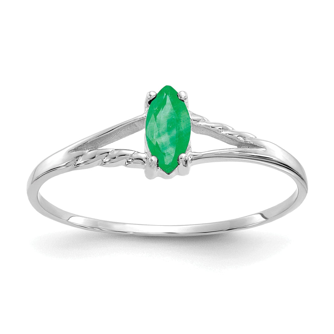 Lovely Rita's Ring Ladies Stock Size 6 Ring Are Refundable 14k White Gold Polished Emerald Birthstone Ring