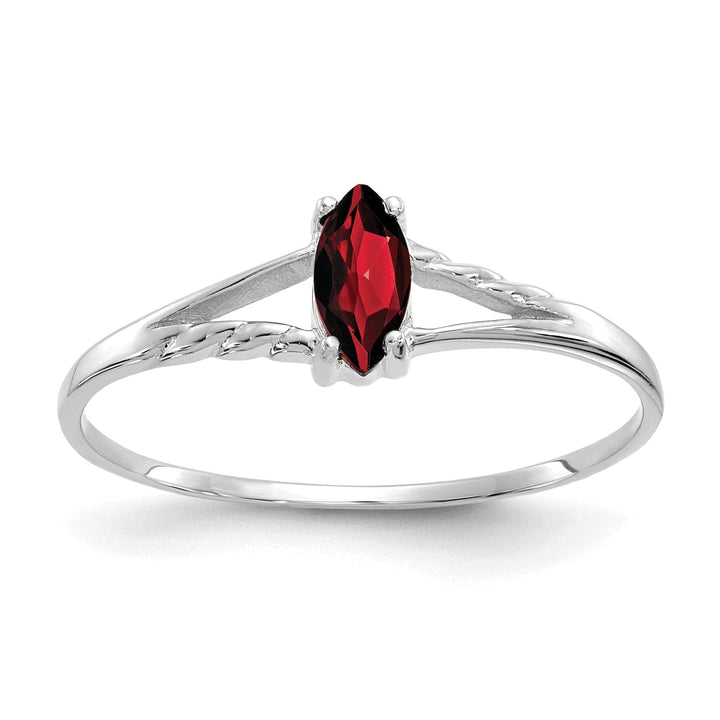 Lovely Rita's Ring Ladies Stock Size 6 Ring Are Refundable 14k White Gold Polished Garnet Birthstone Ring