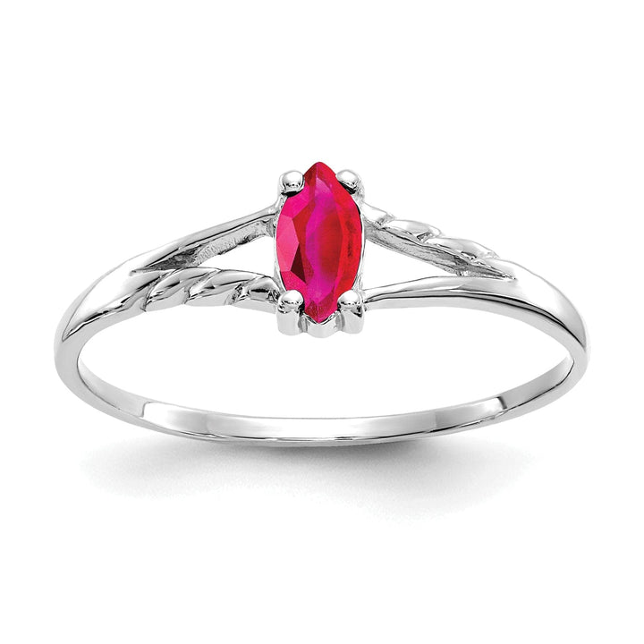 Lovely Rita's Ring Ladies Stock Size 6 Ring Are Refundable 14k White Gold Polished Ruby Birthstone Ring