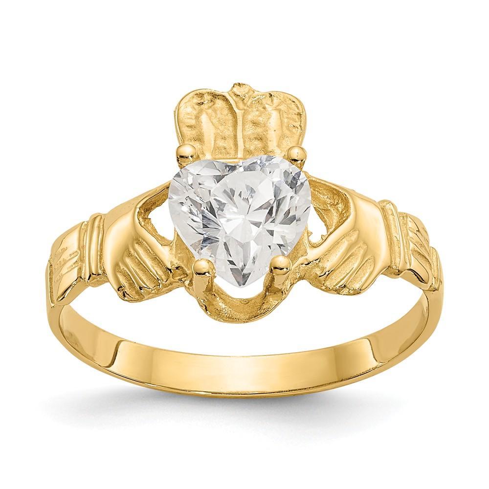 Lovely Rita's Ring Ladies Stock Size 6 Ring Are Refundable 14k Yellow Gold April Birthstone Claddagh Ring
