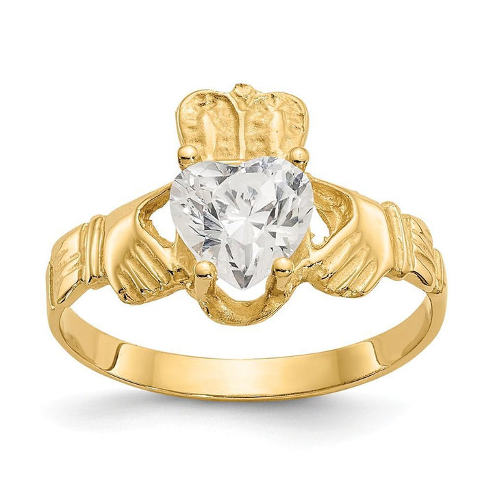 Lovely Rita's Ring Ladies Stock Size 6 Ring Are Refundable 14k Yellow Gold April Birthstone Claddagh Ring