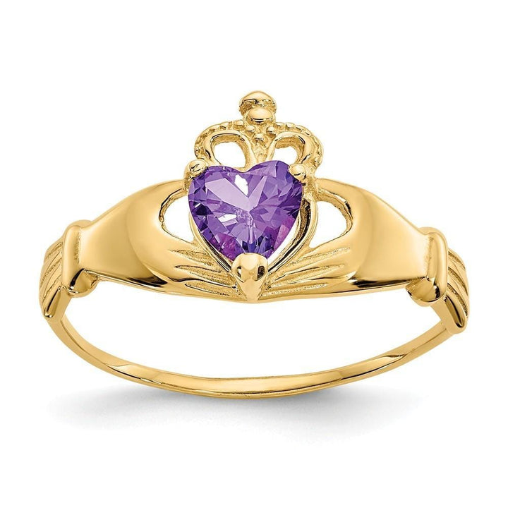 Lovely Rita's Ring Ladies Stock Size 6 Ring Are Refundable 14k Yellow Gold CZ Birthstone Claddagh Heart Ring