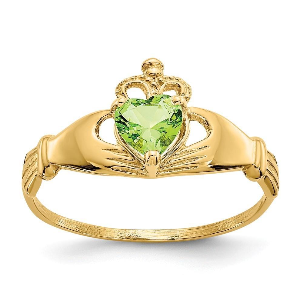 Lovely Rita's Ring Ladies Stock Size 6 Ring Are Refundable 14k Yellow Gold CZ Birthstone Claddagh Heart Ring