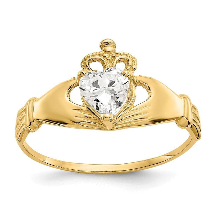 Lovely Rita's Ring Ladies Stock Size 6 Ring Are Refundable 14k Yellow Gold CZ Birthstone Claddagh Heart Ring