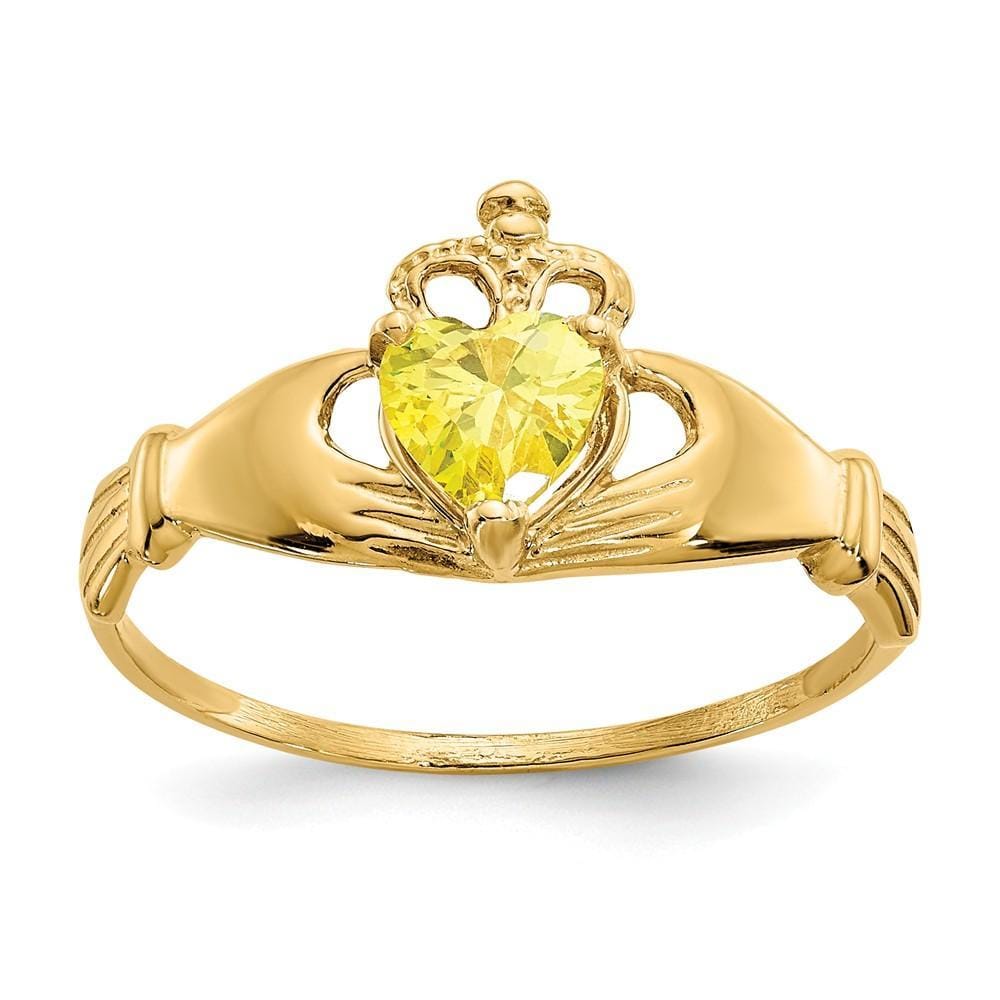 Lovely Rita's Ring Ladies Stock Size 6 Ring Are Refundable 14k Yellow Gold CZ Birthstone Claddagh Heart Ring