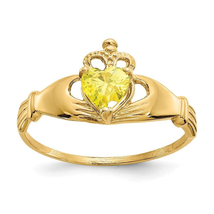 Lovely Rita's Ring Ladies Stock Size 6 Ring Are Refundable 14k Yellow Gold CZ Birthstone Claddagh Heart Ring
