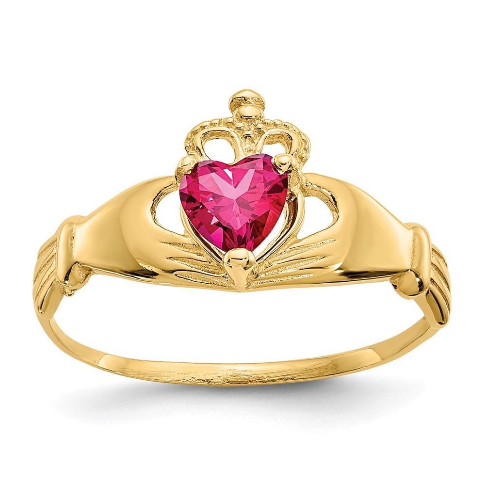 Lovely Rita's Ring Ladies Stock Size 6 Ring Are Refundable 14k Yellow Gold CZ July Birthstone Claddagh Heart Ring