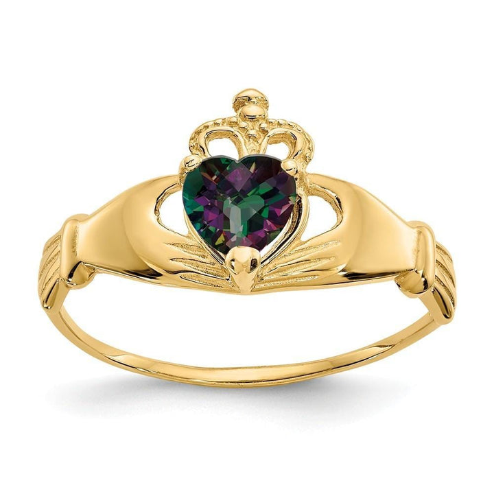 Lovely Rita's Ring Ladies Stock Size 6 Ring Are Refundable 14k Yellow Gold CZ June Birthstone Claddagh Heart