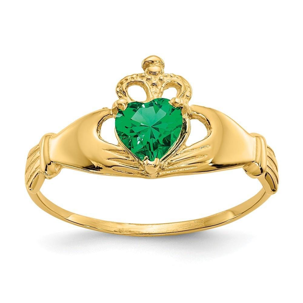 Lovely Rita's Ring Ladies Stock Size 6 Ring Are Refundable 14k Yellow Gold CZ May Birthstone Claddagh Heart RIng