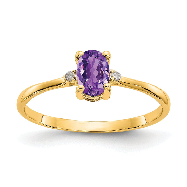 Lovely Rita's Ring Ladies Stock Size 6 Ring Are Refundable 14k Yellow Gold Diamond Amethyst Birthstone Ring