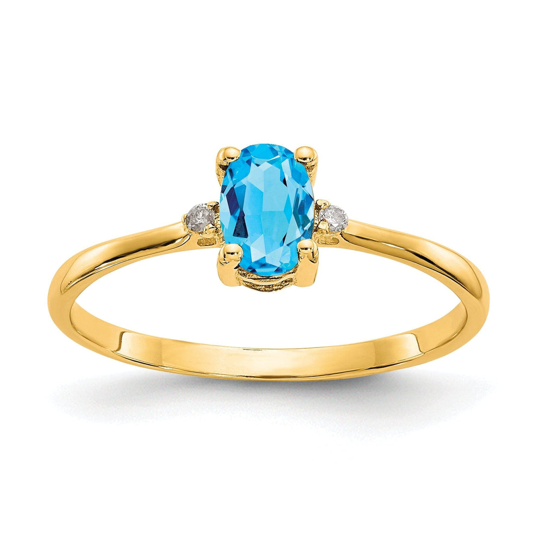 Lovely Rita's Ring Ladies Stock Size 6 Ring Are Refundable 14k Yellow Gold Diamond Blue Topaz Ring