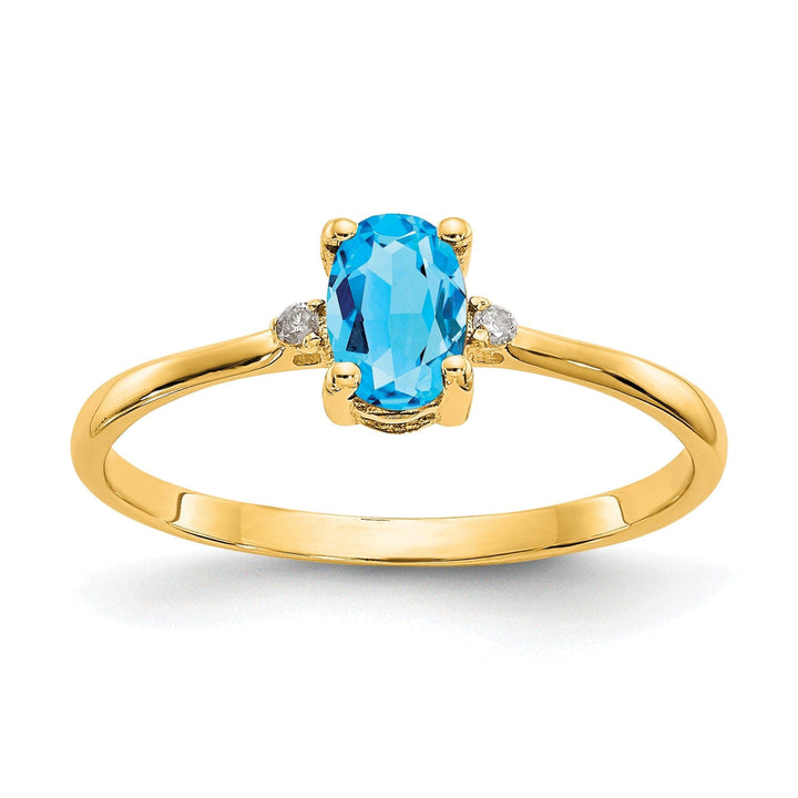 Lovely Rita's Ring Ladies Stock Size 6 Ring Are Refundable 14k Yellow Gold Diamond Blue Topaz Ring