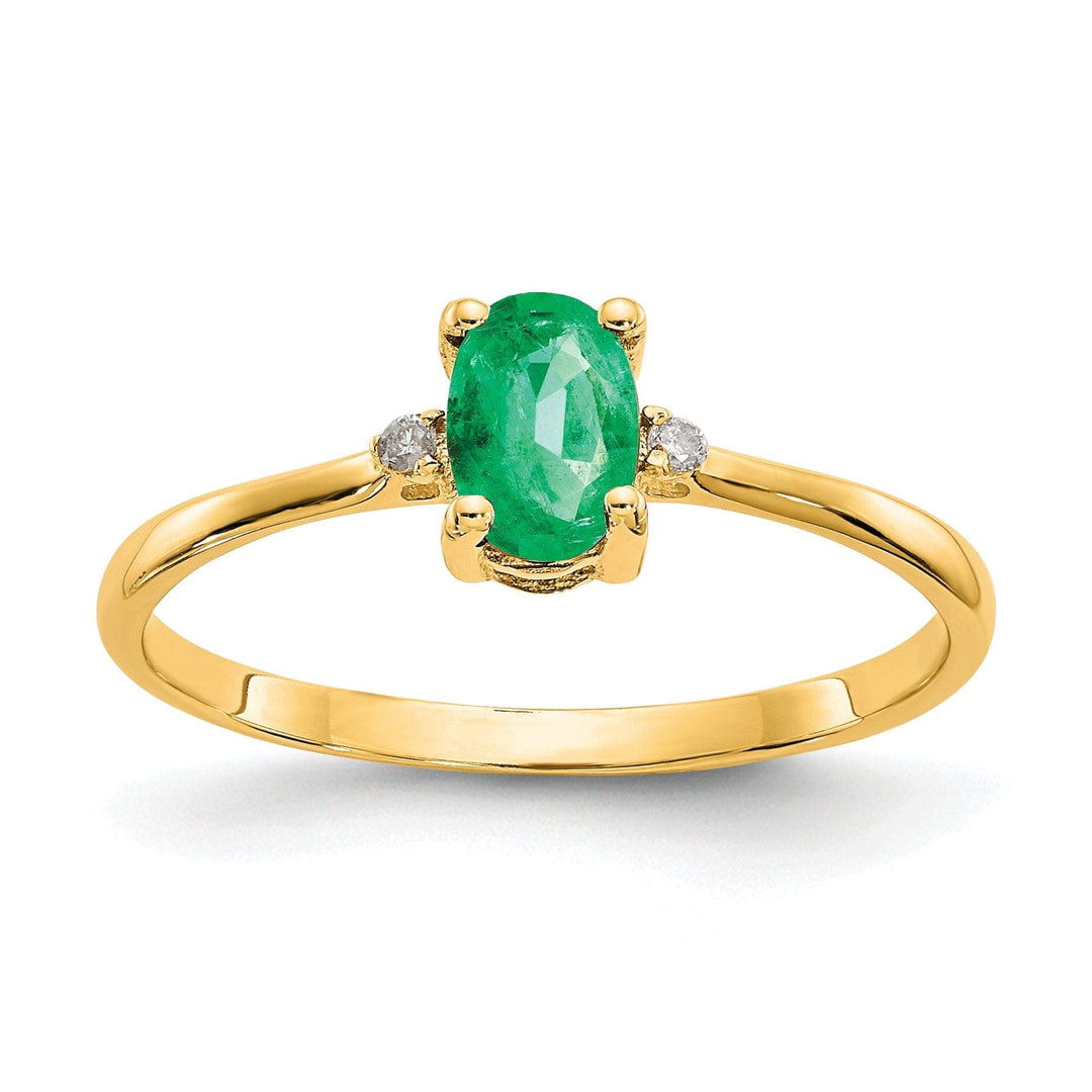 Lovely Rita's Ring Ladies Stock Size 6 Ring Are Refundable 14k Yellow Gold Diamond Emerald Birthstone Ring