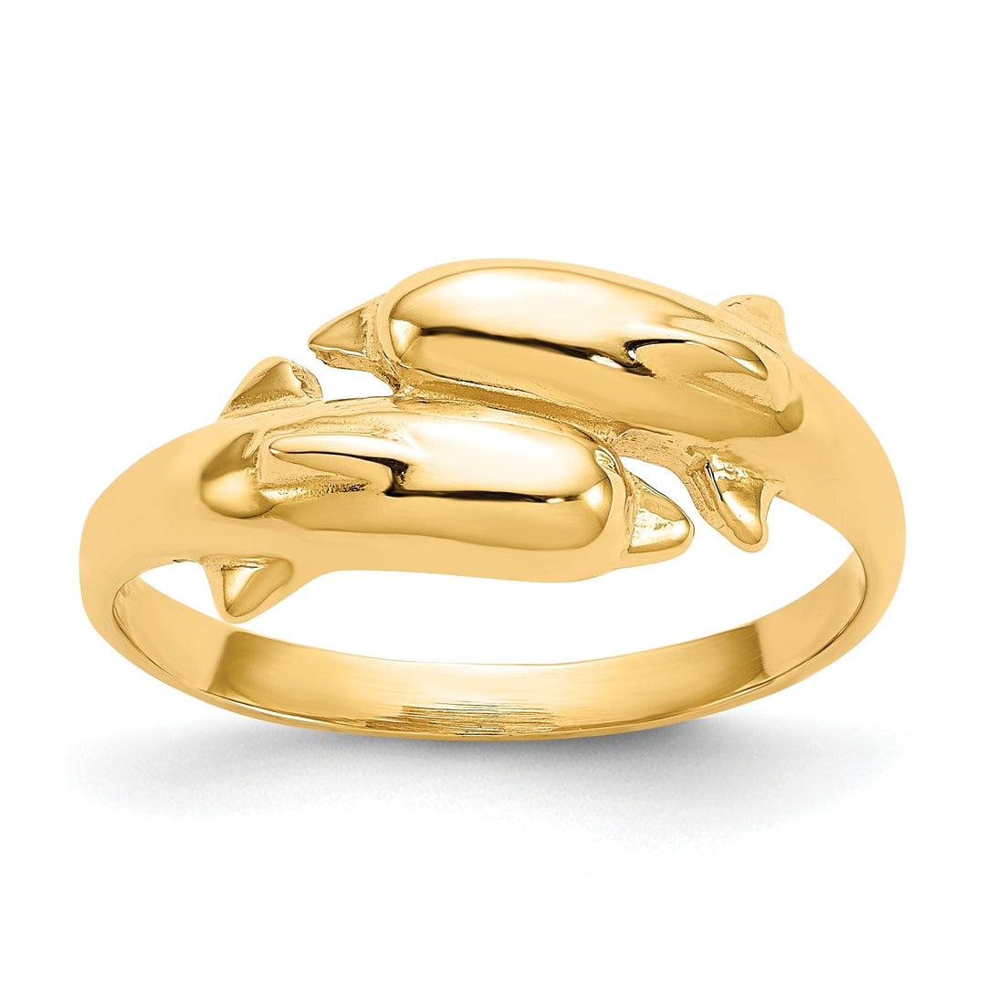 Lovely Rita's Ring Ladies Stock Size 6 Ring Are Refundable 14k Yellow Gold Double Dolphin Ring