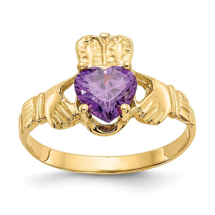 Lovely Rita's Ring Ladies Stock Size 6 Ring Are Refundable 14k Yellow Gold February Birthstone Claddagh Ring