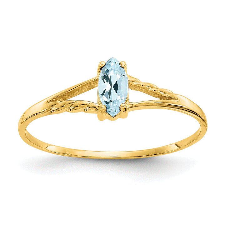 Lovely Rita's Ring Ladies Stock Size 6 Ring Are Refundable 14k Yellow Gold Genuine Aquamarine Birthstone Ring