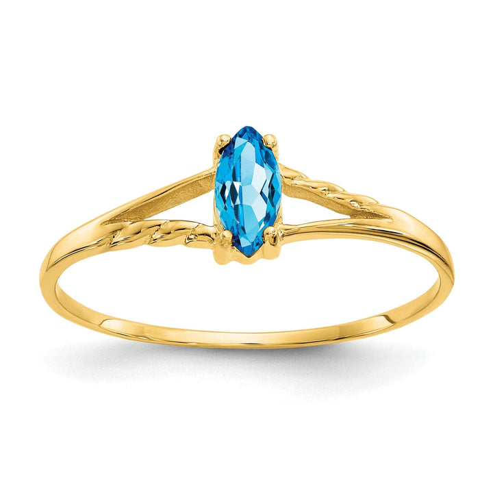 Lovely Rita's Ring Ladies Stock Size 6 Ring Are Refundable 14k Yellow Gold Genuine Blue Topaz Birthstone Ring
