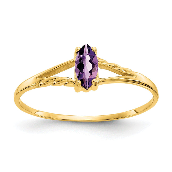 Lovely Rita's Ring Ladies Stock Size 6 Ring Are Refundable 14k Yellow Gold Polished Amethyst Birthstone Ring