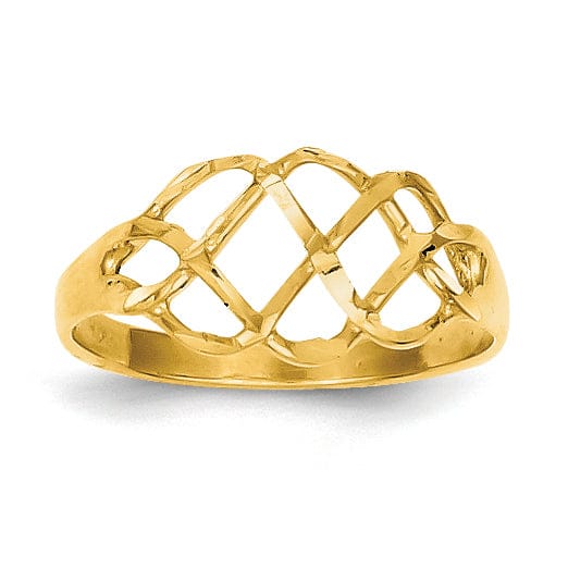 Lovely Rita's Ring Ladies Stock Size 6 Ring Are Refundable 14k Yellow Gold Polished Diamond Cut Fancy Ring