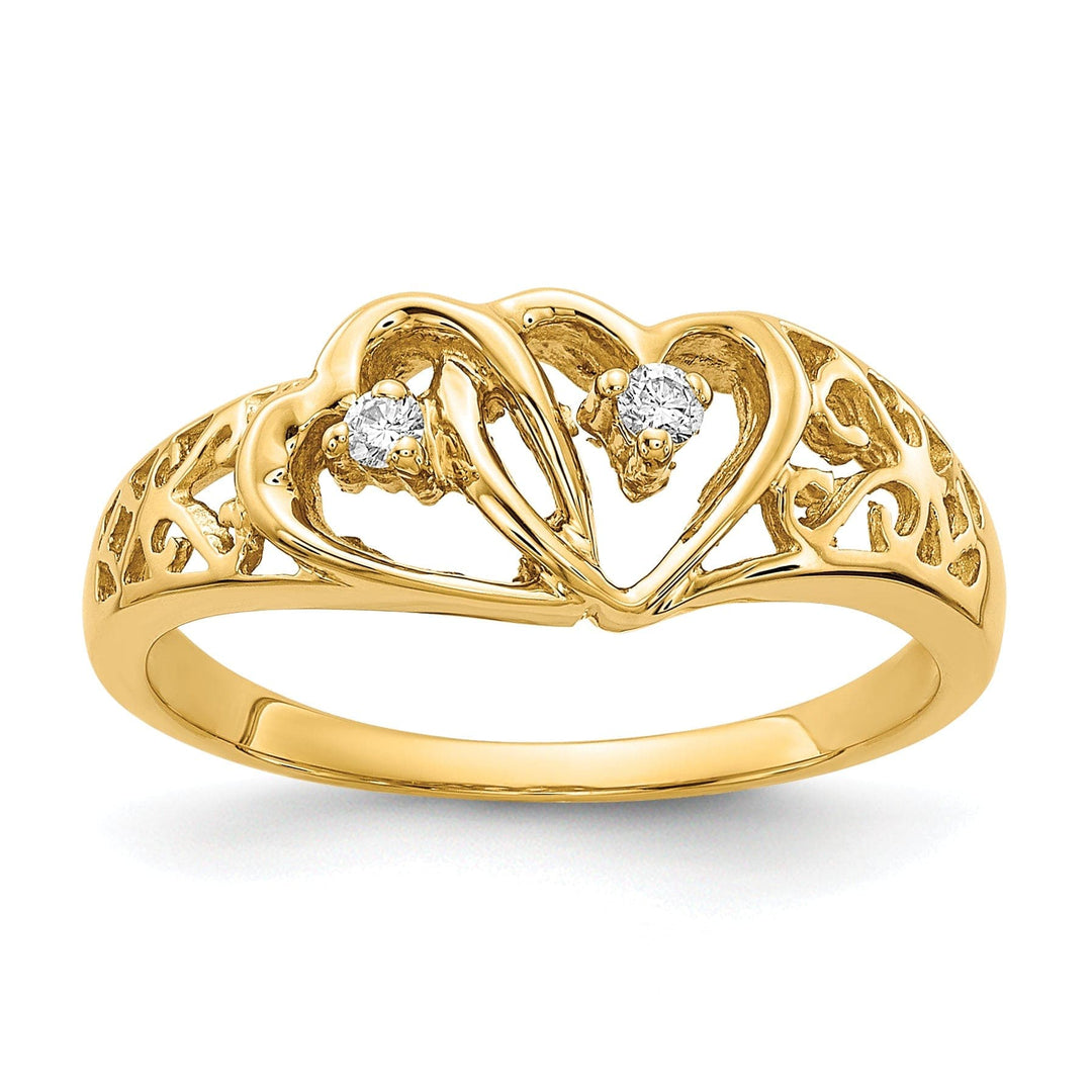 Lovely Rita's Ring Ladies Stock Size 6 Ring Are Refundable 14k Yellow Gold Polished Diamond Heart Ring