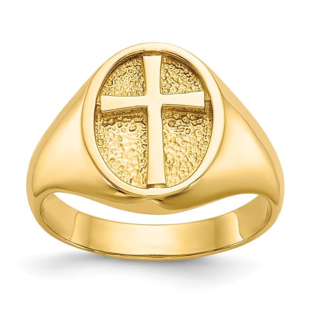 Lovely Rita's Ring Ladies Stock Size 6 Ring Are Refundable 14k Yellow Gold Polished Eternal Life Cross Ring