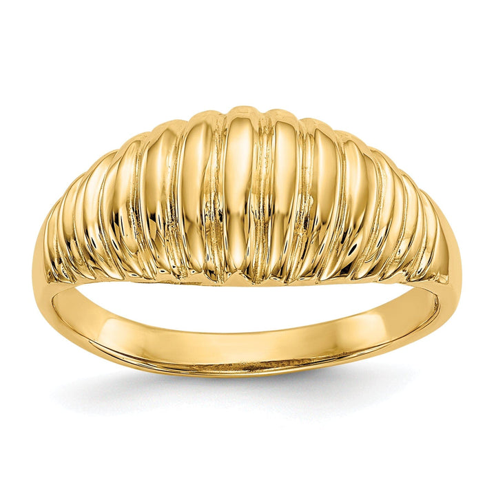 Lovely Rita's Ring Ladies Stock Size 6 Ring Are Refundable 14k Yellow Gold Polished Ribbed Dome Ring