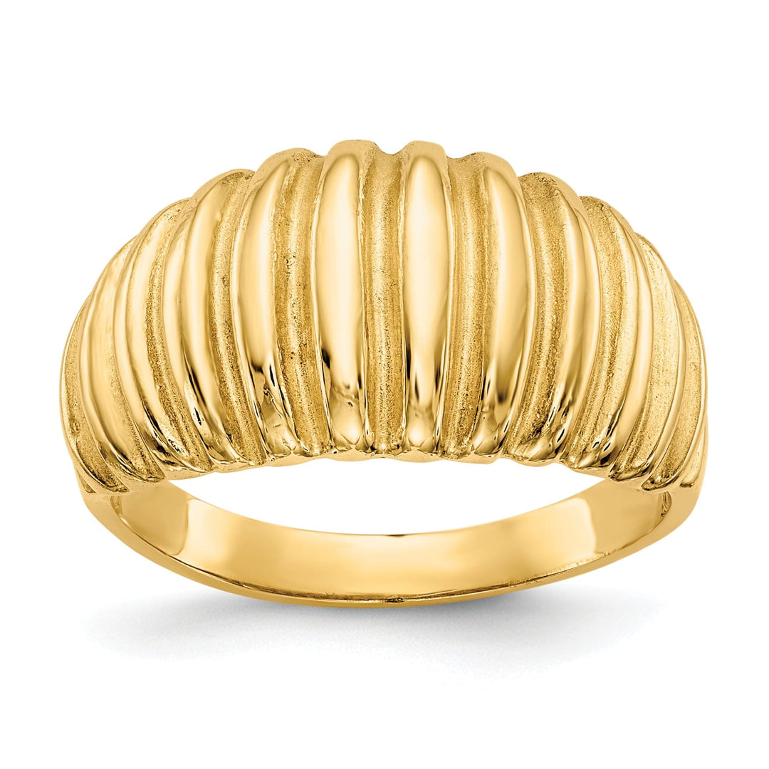 Lovely Rita's Ring Ladies Stock Size 6 Ring Are Refundable 14k Yellow Gold Polished Ribbed Dome Ring
