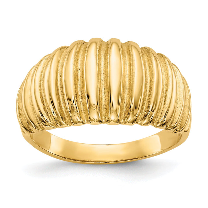Lovely Rita's Ring Ladies Stock Size 6 Ring Are Refundable 14k Yellow Gold Polished Ribbed Dome Ring
