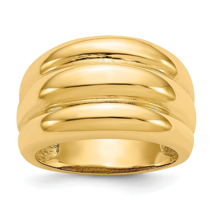 Lovely Rita's Ring Ladies Stock Size 6 Ring Are Refundable 14k Yellow Gold Polished Scalloped Dome Ring