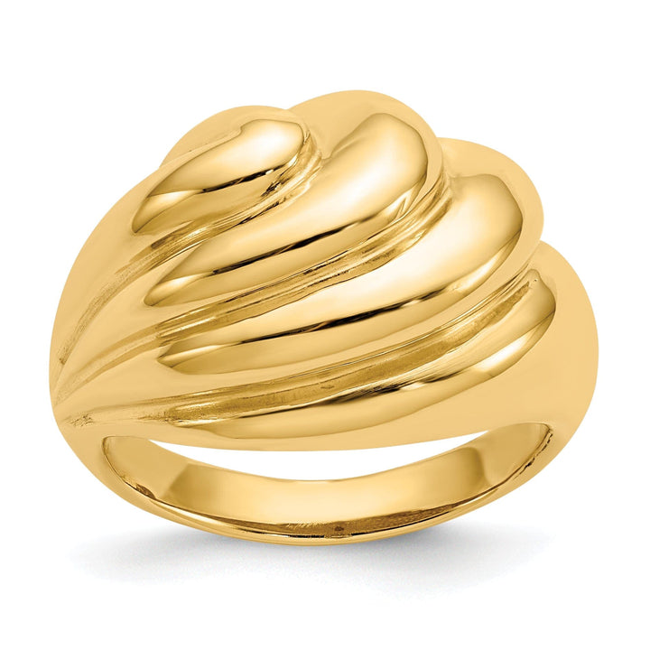 Lovely Rita's Ring Ladies Stock Size 6 Ring Are Refundable 14k Yellow Gold Polished Swirl Dome Ring