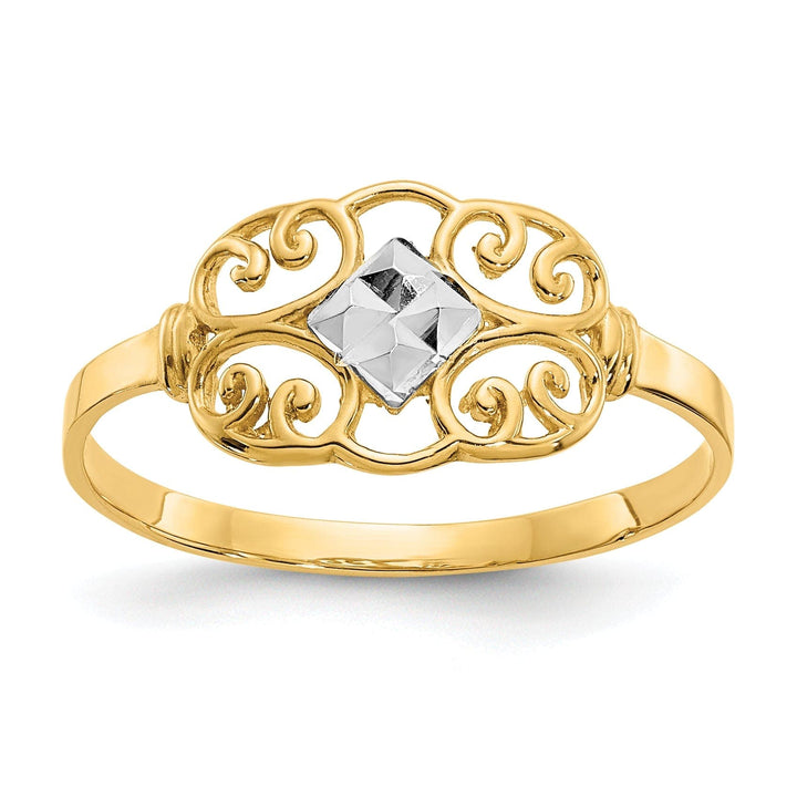 Lovely Rita's Ring Ladies Stock Size 6 Ring Are Refundable 14k Yellow Gold Rhodium Filigree Ring