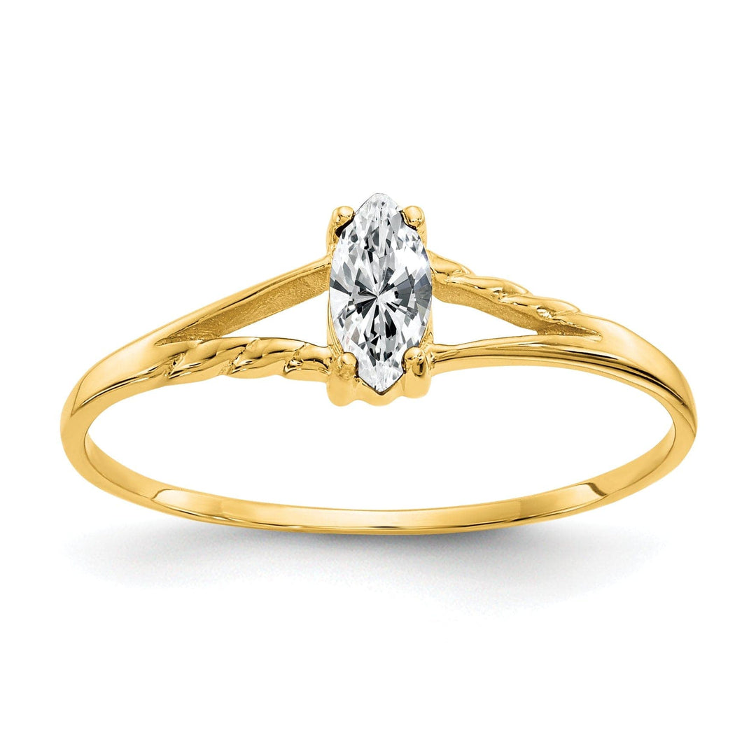 Lovely Rita's Ring Ladies Stock Size 6 Ring Are Refundable 14k Yellow Gold White Topaz Birthstone Ring