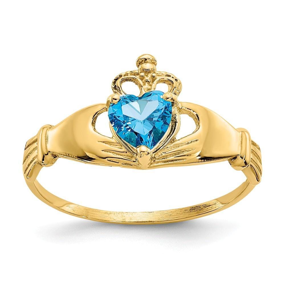 Lovely Rita's Ring Ladies Stock Size 7 Ring Are Refundable 14k Yellow Gold CZ Birthstone Claddagh Heart Ring