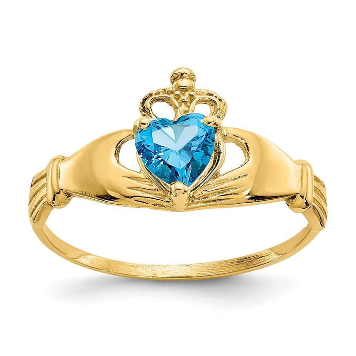 Lovely Rita's Ring Ladies Stock Size 7 Ring Are Refundable 14k Yellow Gold CZ Birthstone Claddagh Heart Ring