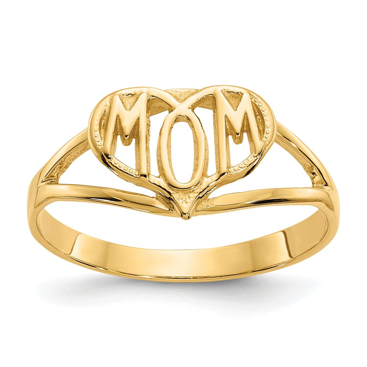 Lovely Rita's Ring Ladies Stock Size 7 Ring Are Refundable 14k Yellow Gold Polished 'Mom' Heart Ring