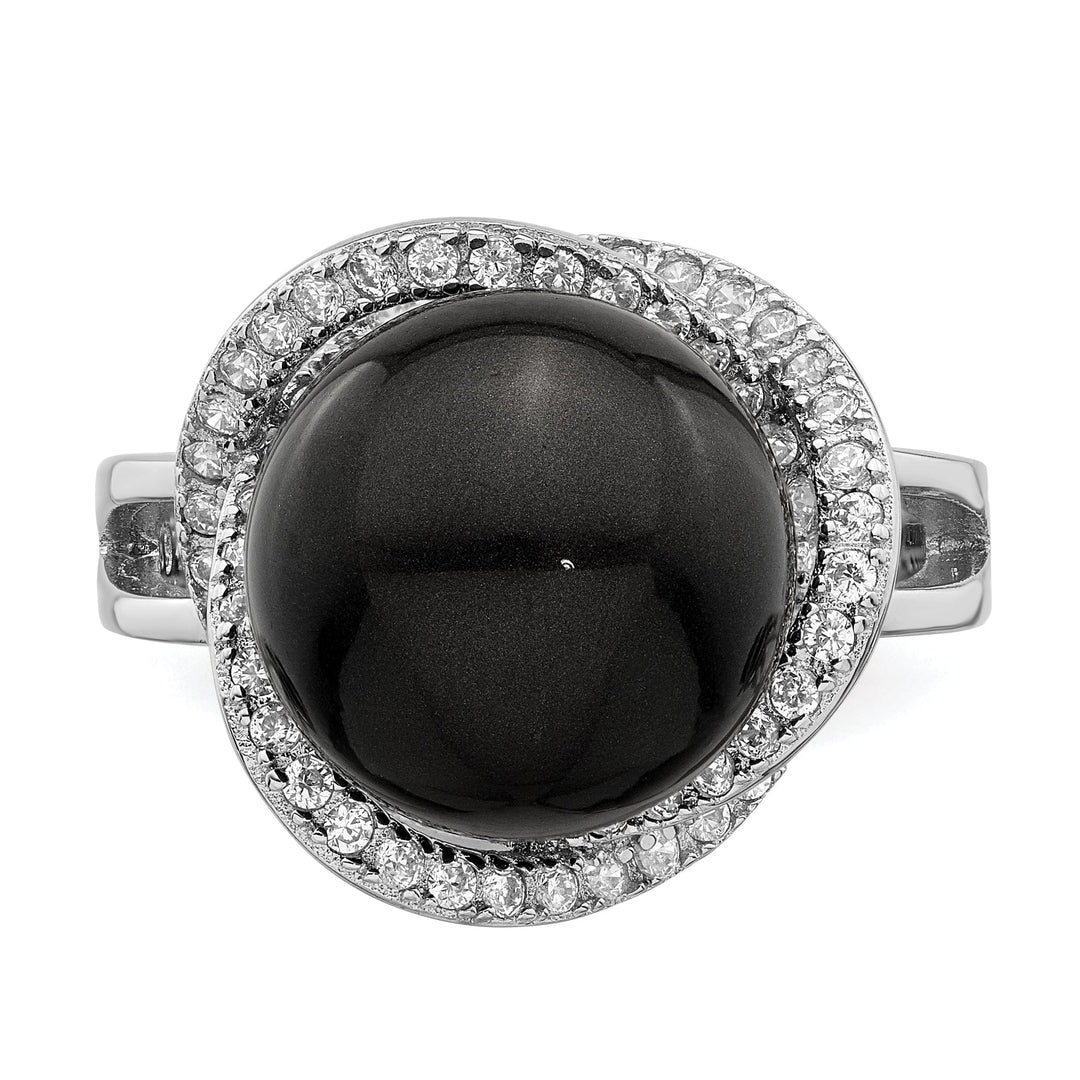 Majestik Shell Pearls Ring Majestik Black Shell Pearl Cubic Zirconia Ring