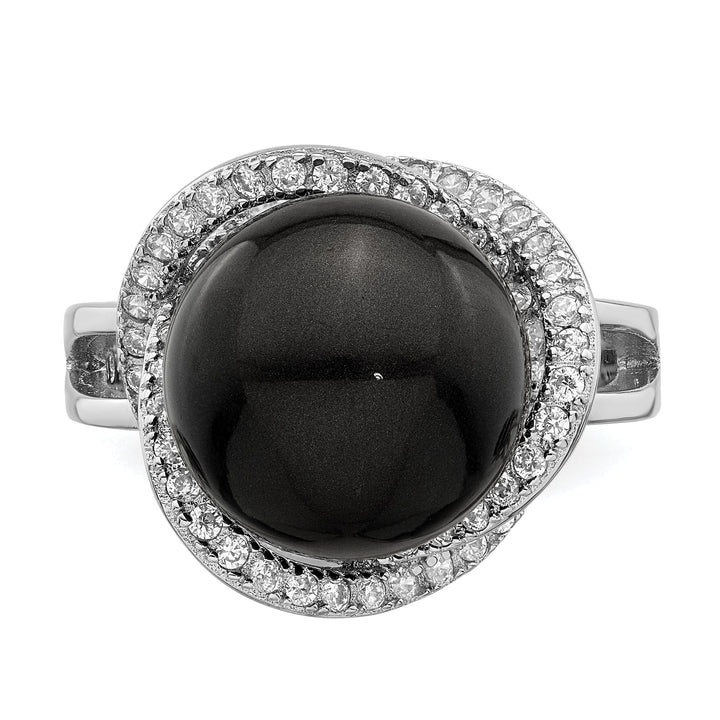 Majestik Shell Pearls Ring Majestik Black Shell Pearl Cubic Zirconia Ring