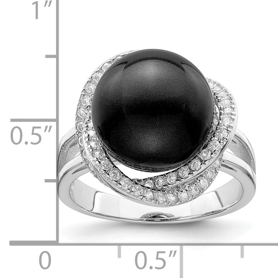 Majestik Shell Pearls Ring Majestik Black Shell Pearl Cubic Zirconia Ring