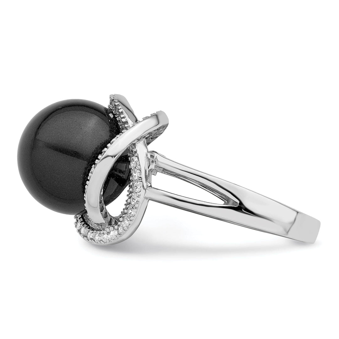 Majestik Shell Pearls Ring Majestik Black Shell Pearl Cubic Zirconia Ring