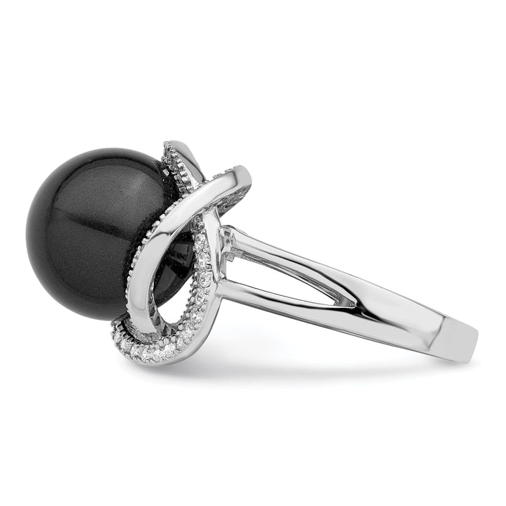 Majestik Shell Pearls Ring Majestik Black Shell Pearl Cubic Zirconia Ring